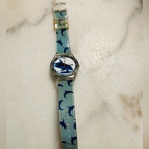 Vintage Blue Dolphin Print Watch